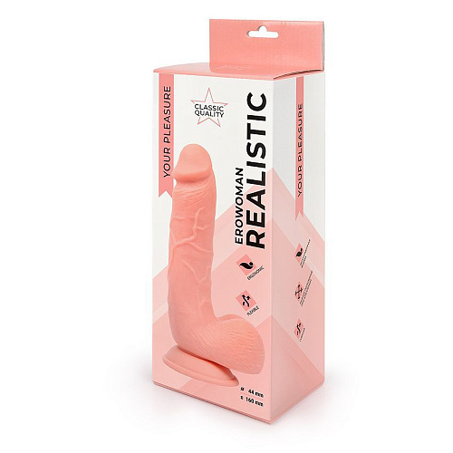 Фаллоимитатор-реалистик телесного цвета с мошонкой Bior toys Erowoman ER-30061