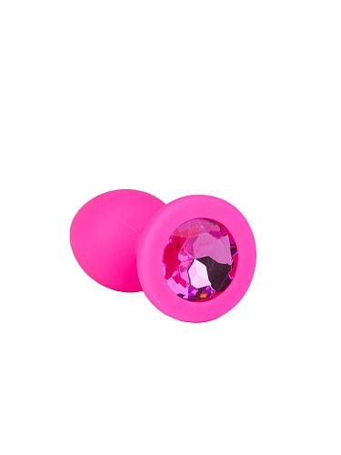 Розовая анальная втулка с малиновым кристаллом Сумерки богов 516-02 crimson-DD (7,3 см)