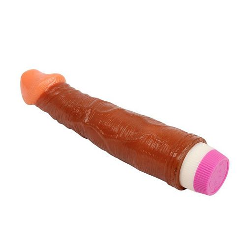 Коричневый вибратор-реалистик со светлой головкой Baile Fantasy BW-001064 (22 см)