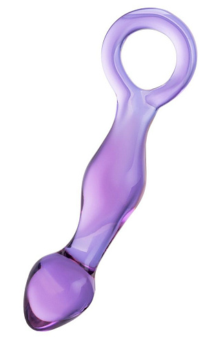 Нежно-фиолетовый стеклянный фаллоимитатор с ручкой-кольцом Sexus 912246 (12 см)