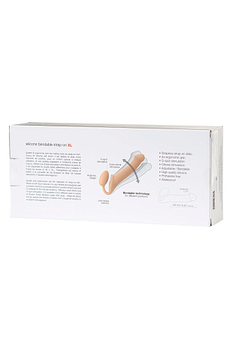 Телесный безремневой страпон Strap-on-me Silicone Bendable Strap-On XL 6012925