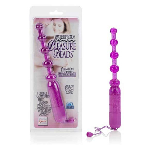 Фиолетовая анальная цепочка California Exotic Novelties Waterproof Vibrating Pleasure Beads SE-1329-14-2