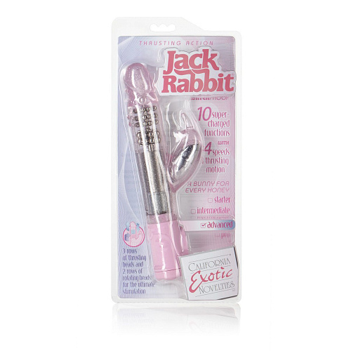 Розовый вибромассажёр California Exotic Novelties Thrusting Action Jack Rabbit SE-0611-55-2 (19 см)