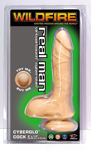 Реалистичный фаллоимитатор телесного цвета Topco Sales Wildfire Real Man CyberSkin CyberGlo Cock 1107046 (20 см)