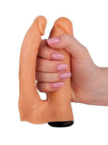 Двойная насадка телесного цвета для страпона Harness LOVETOY (А-Полимер) 201900 (15 см)