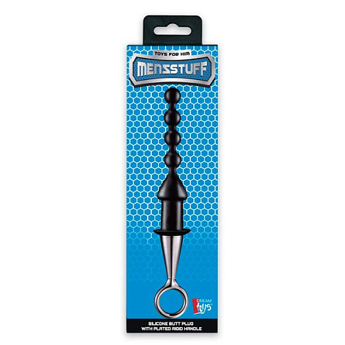 Чёрный анальный плаг-ёлочка Dream Toys ANAL BEAD WITH PLATED HANDLE 21610