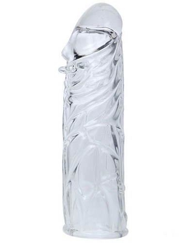 Прозрачная закрытая насадка с шипиками под головкой Eroticon 30407 (14 см)