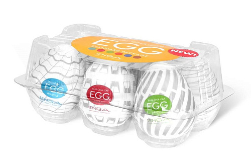 Набор из 6 мастурбаторов с различным рельефом Tenga EGG Easy Beat EGG-VP-3