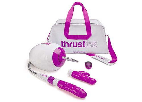 Розовая секс-машина с функцией подогрева Topco Sales Thrustick 1600385