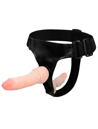 Страпон с дополнительным фаллоимитатором телесного цвета Eroticon Modern Ultraskin 30448 (16,5 см)