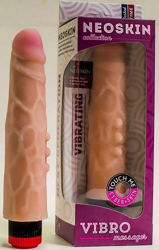 Большой реалистичный вибромассажёр с точками на стволе телесного цвета LOVETOY (А-Полимер) 800906 (21,6 см)