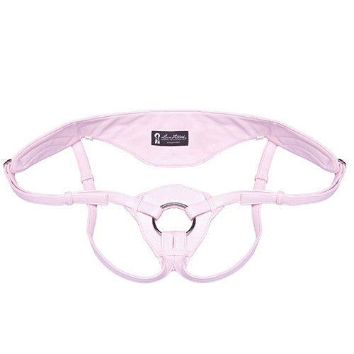 Розовые трусики для страпона из патентованной кожи Lux Fetish LF1360-PNK