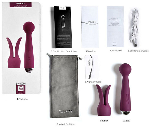 Фиолетовый вибростимулятор с насадкой Svakom Emma SAV-01-V (21 см)