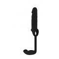 Чёрная насадка с анальным стимулятором Shots Media BV Stretchy Penis Exten and Plug No.34 SON034BLK