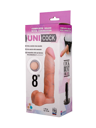 Фаллическая насадка телесного цвета для страпона LOVETOY (А-Полимер) UNICOCK 8 081503 (20 см)