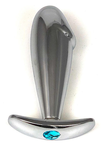 Серебристая пробка-фаллос с голубым кристаллом Vandersex 400-RB (9,5 см)
