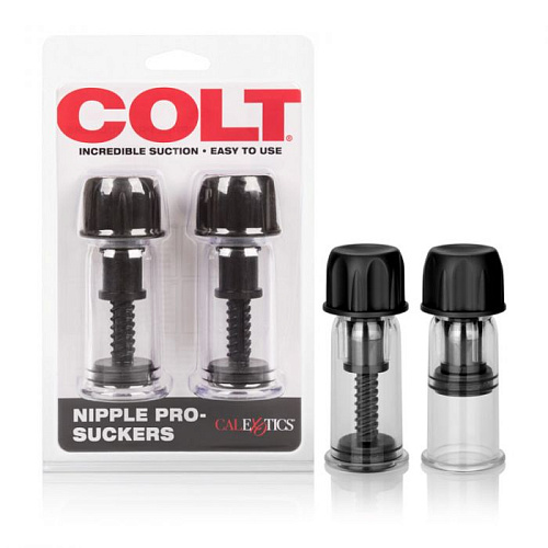 Чёрные винтовые помпы для сосков California Exotic Novelties COLT Nipple Pro-Suckers SE-6892-15-2