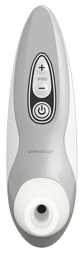 Бело-серебристый бесконтактный стимулятор клитора Womanizer Pro40 0587451