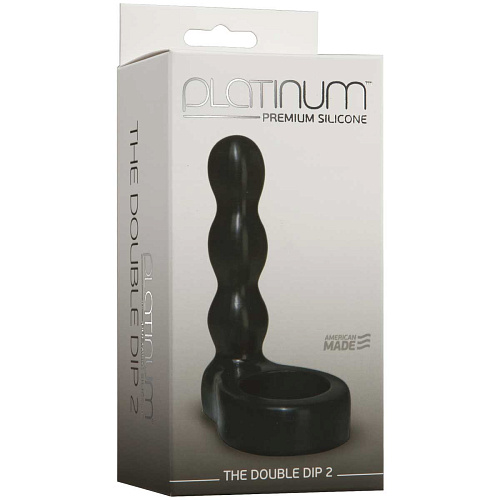 Чёрный анальный стимулятор с силиконовым кольцом Doc Johnson Platinum Premium Silicone The Double Dip 2 Black 0108-12-CD