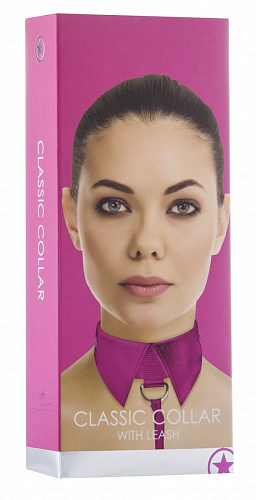 Розовый кожаный воротник с поводком Shots Media BV Pink OUCH! OU144PNK