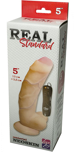 Вибратор с полузакрытой головкой телесного цвета LOVETOY (А-Полимер) REAL Standard 024513 (13 см)