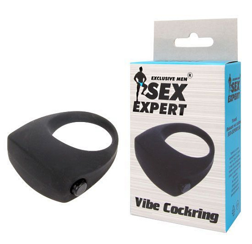 Чёрное эрекционное кольцо с вибрацией Bior toys Sex Expert SEM-55112