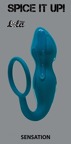 Бирюзовое эрекционное кольцо с анальным стимулятором Lola toys Sensation 8005-03lola