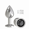 Серебристая средняя пробка с чёрным кристаллом Сумерки богов 523-09 black-DD (8,5 см)