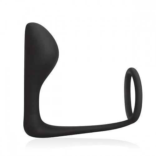 Чёный стимулятор простаты с фиксацией эрекционным кольцом BlueLine Prostate Gear BLM4008