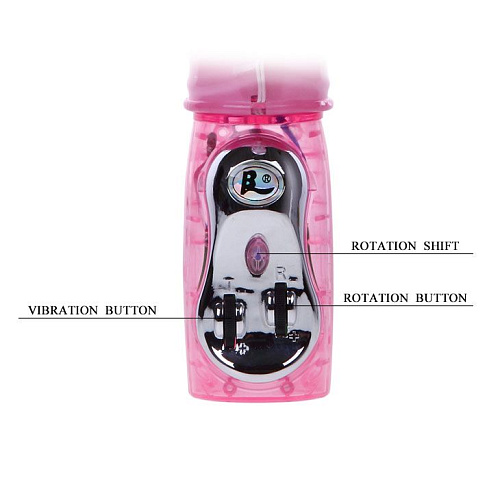 Розовый вибромассажёр c ротацией и стимуляцией клитора Baile BW-020031-0101 (26 см)