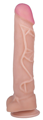 Телесный фаллоимитатор на присоске с узором из вен с одной стороны LOVETOY (А-Полимер) 812500 (23,5 см)