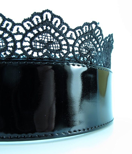 Изящный чёрный ошейник с кружевом БДСМ арсенал 810007