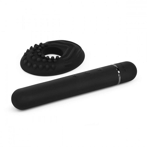 Чёрный мини-вибратор с текстурированной насадкой Le Wand Baton LW-015-BLK (11,9 см)