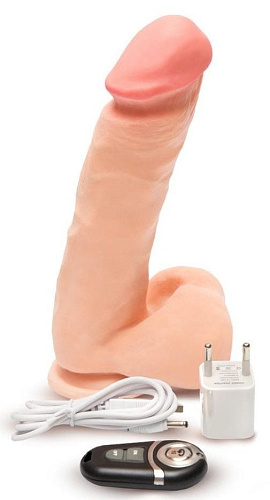 Телесный реалистичный вибратор с пультом ДУ Пикантные штучки DPW2023T-10Z (17 см)