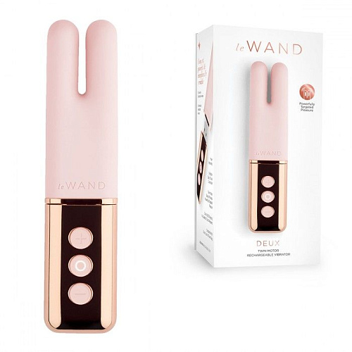 Пудровый двухмоторный мини-вибратор Le Wand Deux LW-014-RG