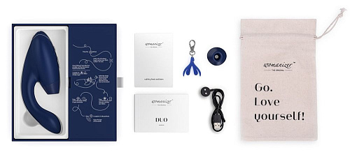 Синий стимулятор с вагинальным отростком Womanizer DUO 05518130000