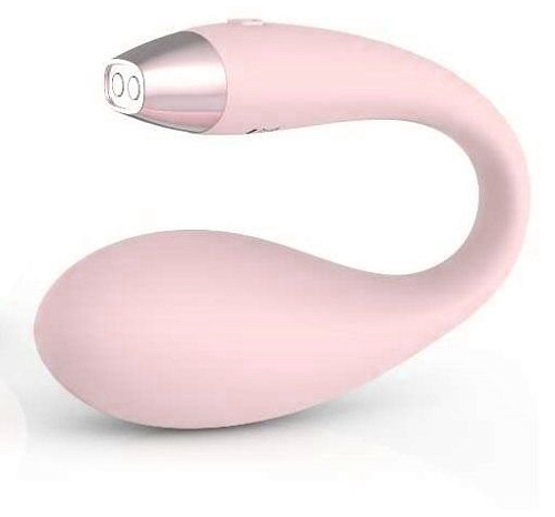 Силиконовый С-образный хай-тек вибромассажёр-кит нежно-розового цвета ImToy Whale