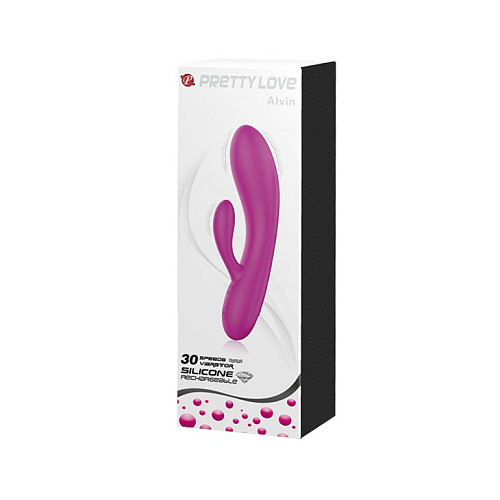 Эргономичный вибромассажёр лилового цвета со стимулятором клитора Baile Alvin BI-014495 (16,9 см)