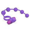 Фиолетовое эрекционное виброкольцо с анальной цепочкой EDC Wholesale Triple Pleasure ET345PUR
