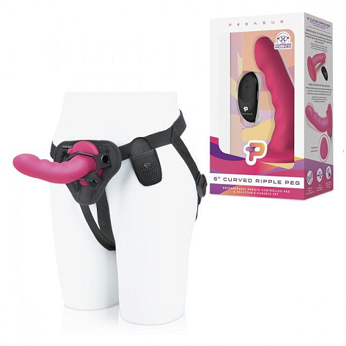 Розовый ребристый вибрострапон Pegasus PEG-004 (14 см)