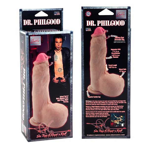 Телесный фаллоимитатор-реалистик с пирсингом California Exotic Novelties Phil Varone DR. PHILGOOD SE-2980-60-3 (21,5 см)