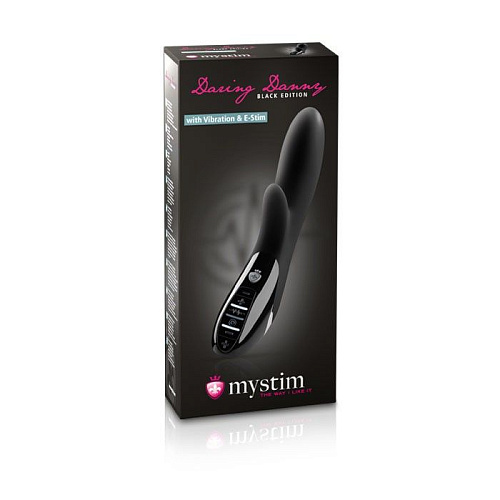Чёрный вибромассажёр c электростимуляцией MyStim Daring Danny Black Edition 46875 (27 см)