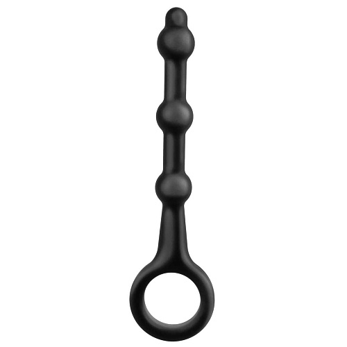 Чёрная анальная цепочка из силикона Pipedream Pleasure Piston PD4660-23 (17,9 см)