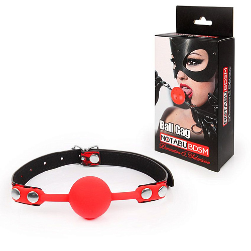Красный кляп-шарик с чёрным регулируемым ремешком Bior toys NTB-80537