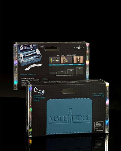 Устройство для увеличения пениса голубого цвета Male Edge Basic 200