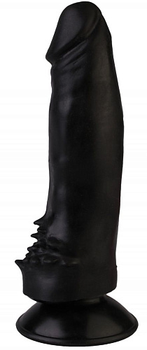 Чёрный реалистичный вибромассажёр с присоской Сумерки богов №10 354-10 BX DD (17 см)