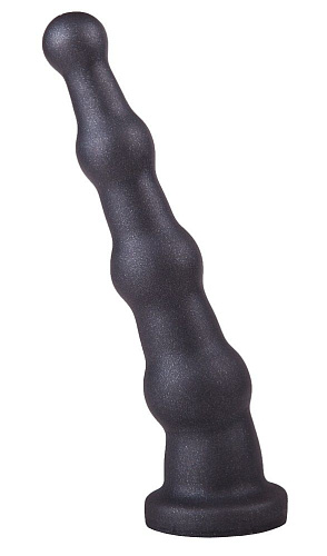 Чёрная анальная пробка платинового цвета с изгибом LOVETOY (А-Полимер) 427203 (18 см)