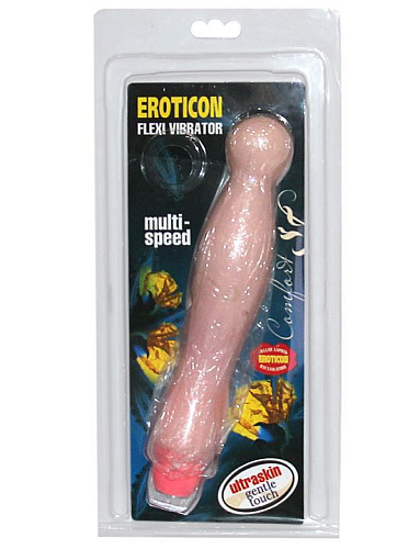 Телесный гнущийся вибратор с шаровидной головкой Eroticon 30335 (21 см)