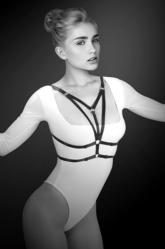 Чёрная упряжь на грудь Bijoux Pour Toi Laura 606902