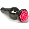 Чёрная удлиненная анальная пробка с коралловой розой Vandersex 199-VTRCL (12,5 см)